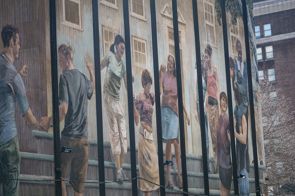A mural, 'Pride and Progress,' by artist Ann Northrup is shown on the side of the William Way LGBT Community Center.